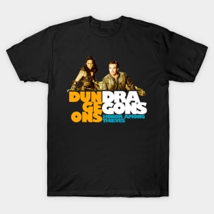 Dungeons & Dragons: Honor Among Thieves 2023 movies  Chris Pine as Edgin and Michelle Rodriguez as Holga fan works graphic design by ironpaette T-Shirt